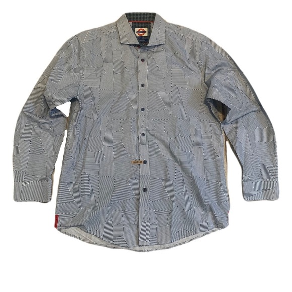 Jermyn & Bond Men's Modern Fit Geometric Print Button Down Shirt - Size Large - Picture 1 of 6